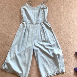 Crop Wide leg jean jumpsuit